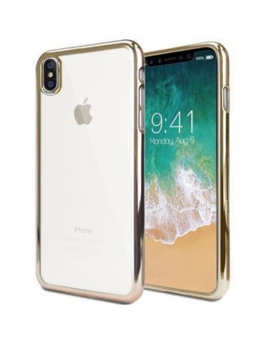 Funda Gel Transparente Borde Metal Dorado iPhone XR