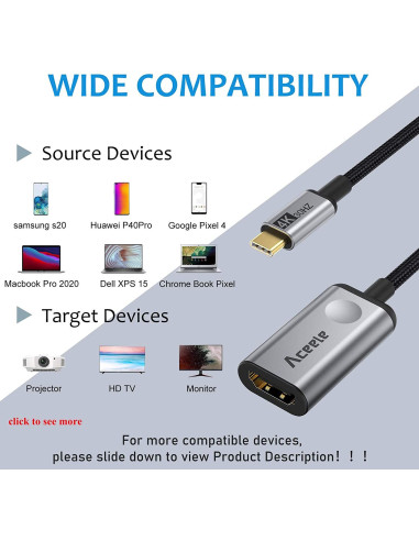 Aceele Adaptador USB-C a HDMI ▶️ TiendaCPU