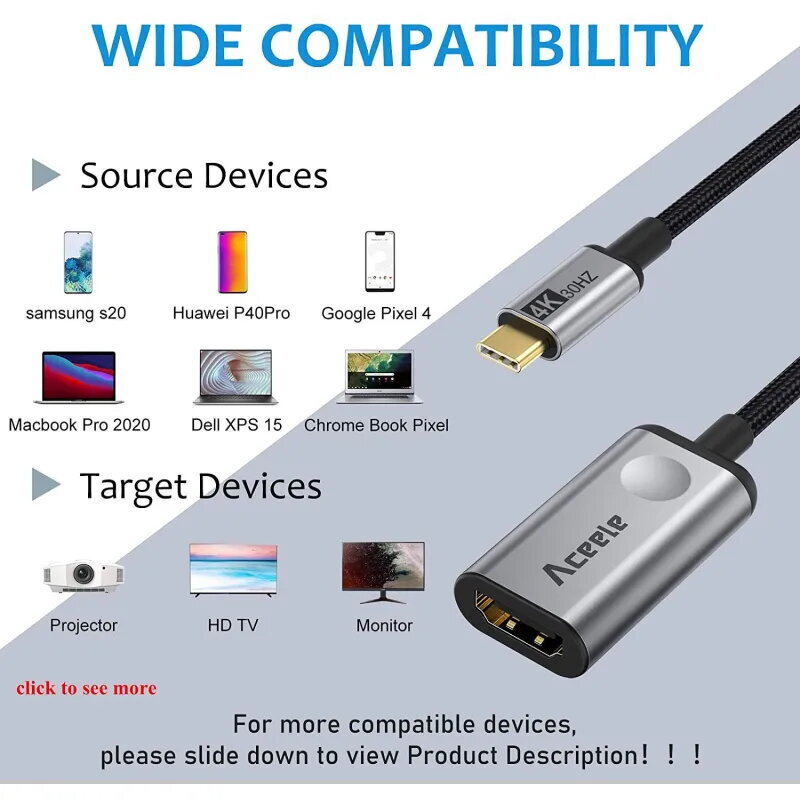 Aceele USB-C-auf-HDMI-Adapter ▶️ TiendaCPU