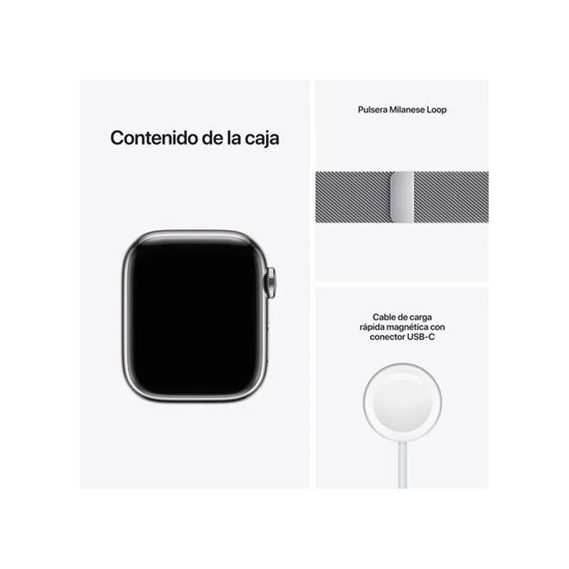 SmArtwaAches Apple Watch S7 41 mm LTE Caja de acero inoxidable Plata