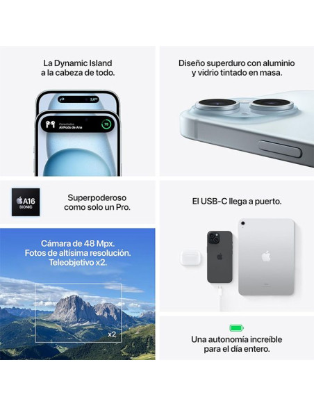 Smartphones iPhone 15 256GB Amarillo - TiendaCPU