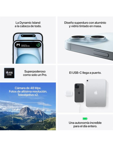 Smartphones iPhone 15 256GB Verde  - TiendaCPU