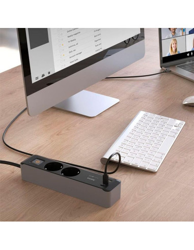 Power strip HAMA 2Sockets 1xUSB-A+2XUSB-C 65W PD Switch 1.4m