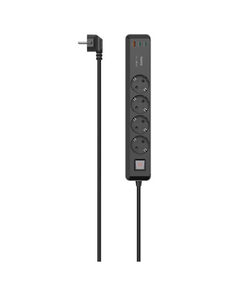 Regleta Hama 4Tomas 1xUSB-A+2XUSB-C 65W PD Interruptor 1,4m-TiendaCPU