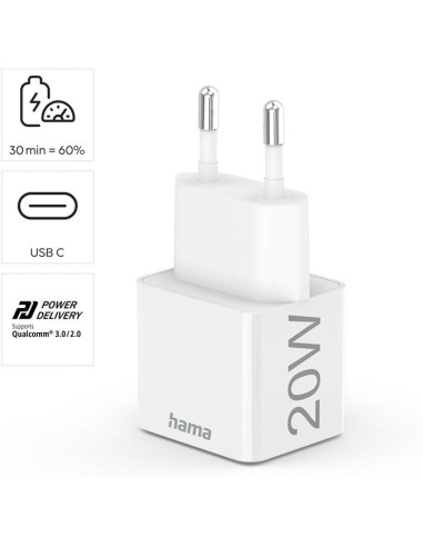 Qualcom 20W USB-C Mini HAMA Charger - TiendaCPU