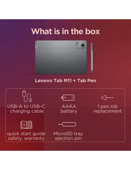 Lenovo M11 11" 128GB WiFi + Pen | Tablet para Estudiantes - TiendaCPU