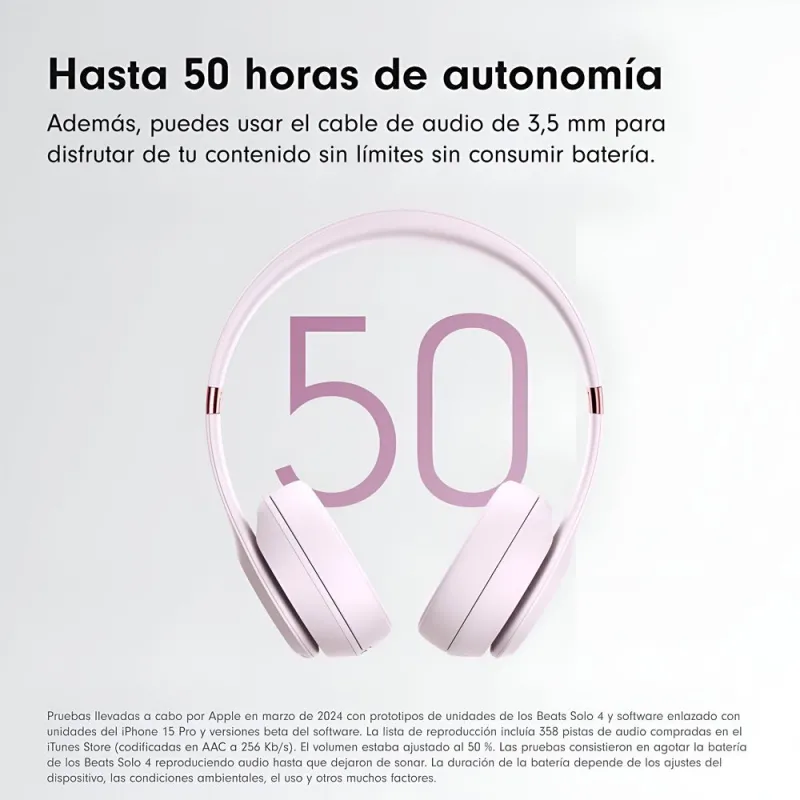 Beats Solo 4 Inalámbricos | Rosa Algodón, 50h Batería - TiendaCPU