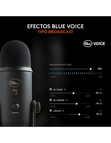 CoBprarLMicrófono Logitech Blue Yeti USB Negro | Calidad Estudio
