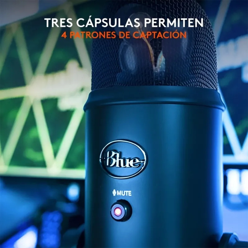 CoBprarLMicrófono Logitech Blue Yeti USB Negro | Calidad Estudio