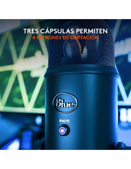 CoBprarLMicrófono Logitech Blue Yeti USB Negro | Calidad Estudio
