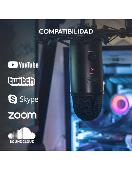 CoBprarLMicrófono Logitech Blue Yeti USB Negro | Calidad Estudio