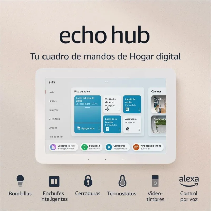 Cuadro de mandos de Hogar digital Amazon Echo Hub con pantalla de 8" y Alexa Compatible con miles de dispositivos