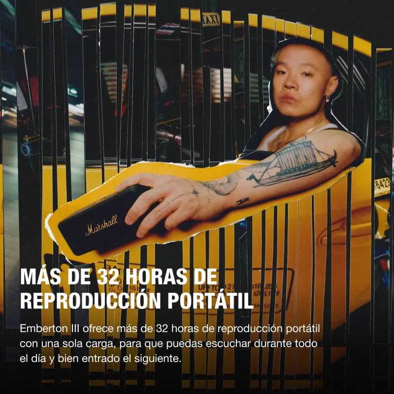 Altavoz Bluetooth portátil inalámbrico Marshall Emberton III IP67 Negro y latón