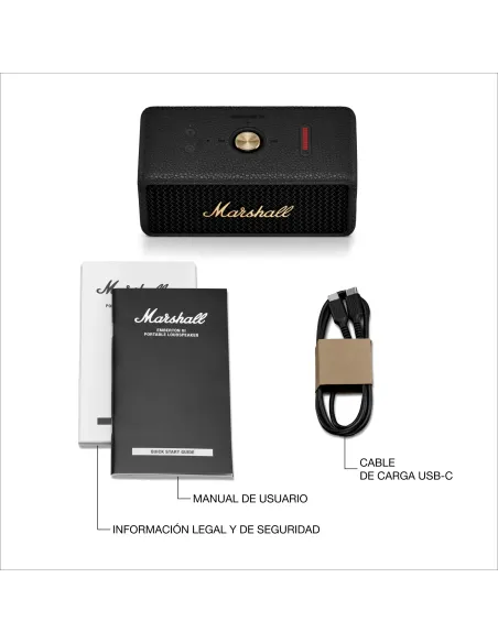 Altavoz Bluetooth portátil inalámbrico Marshall Emberton III IP67 Negro y latón