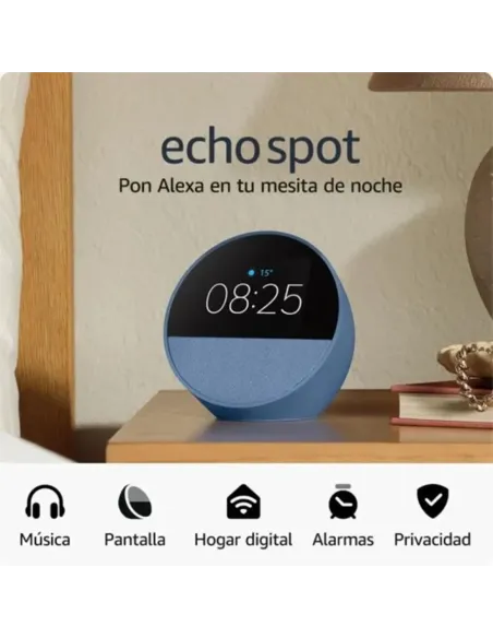 AMAZON Echo Spot (2024) Azul – Reloj despertador inteligente con Alexa