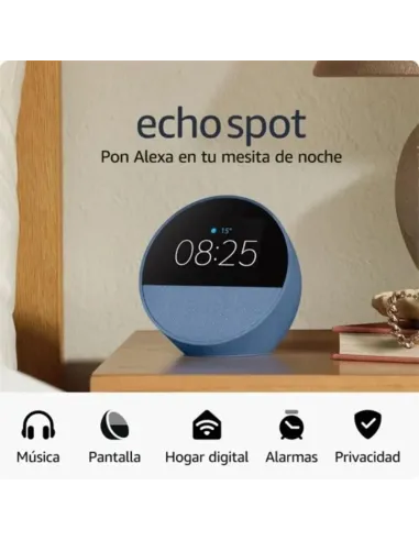 Reloj despertador inteligente Amazon Echo Spot (modelo 2024) Negro
