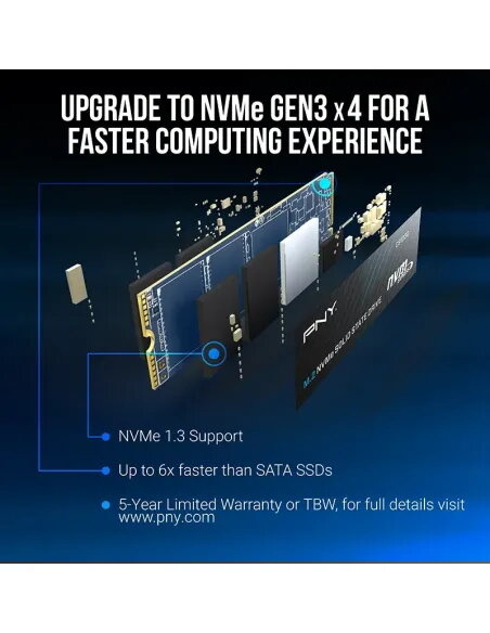 PNY CS1030 1TB M.2 NVMe PCIe Gen3 x4 SSD, Lesegeschwindigkeit 2100MB/s