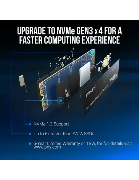 PNY CS1030 1TB M.2 NVMe PCIe Gen3 x4, Velocidad de Lectura 2100MB/s