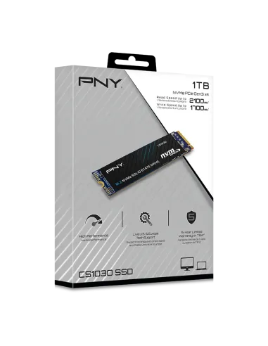PNY CS1030 1TB M.2 NVMe PCIe Gen3 x4, Velocidad de Lectura 2100MB/s