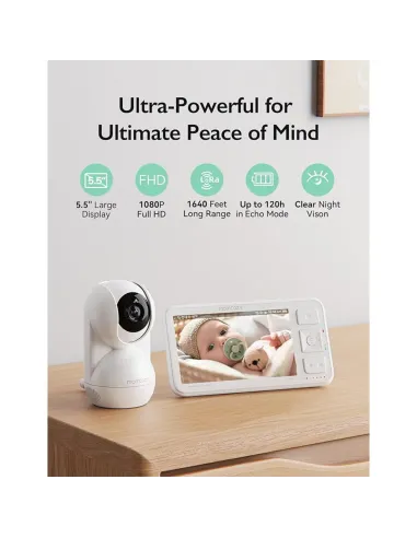 Buy Momcozy BM03 5.5" FHD Baby Monitor | No-WiFi 1640ft Range