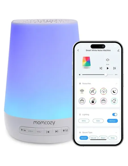 Momcozy máquina de ruido blanco | Sonidos relajantes y luz nocturna LE