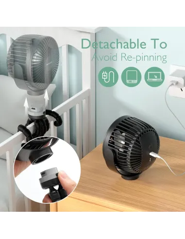 Momcozy ventilador portátil recargable USB Negro