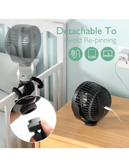 Momcozy ventilador portátil recargable USB Negro