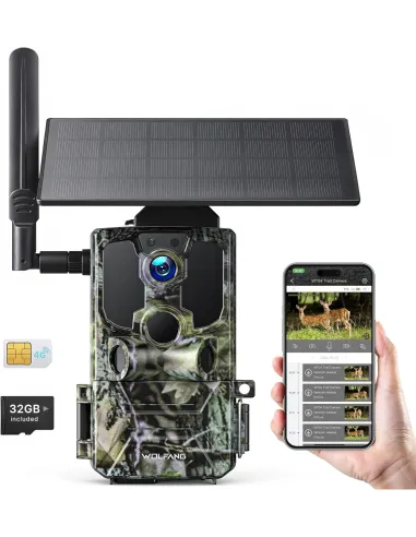 WOLFANG 4G LTE Solar Trail Camera - 2.5K Video, PIR Motion Detection