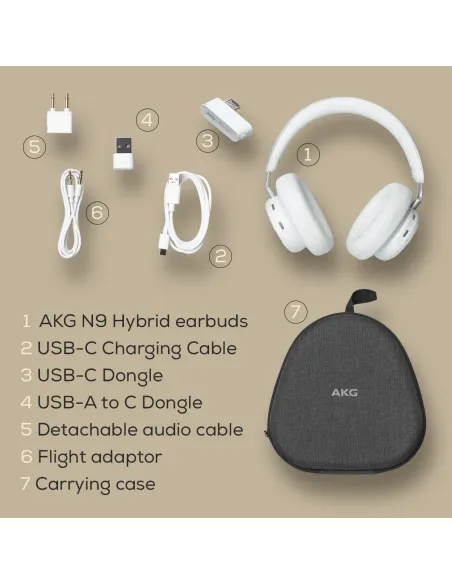 Buy AKG N9 Hybrid ANC White | 100hr Battery Headphones