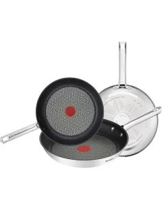 Tefal Duetto - Juego de Sartenes de 20/24/28 cm Acero Inoxidable Inducción Antiadherente