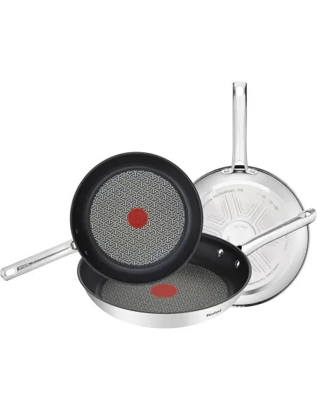 Tefal Duetto - Juego de Sartenes de 20/24/28 cm Acero Inoxidable Inducción Antiadherente