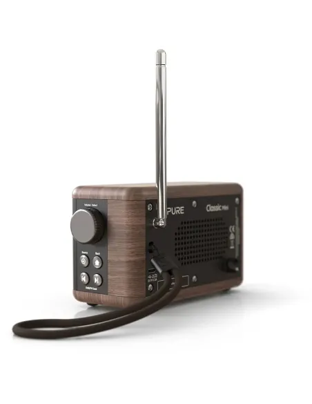 Pure Classic Mini Radio DAB+ Black | Portable Bluetooth 15h Battery