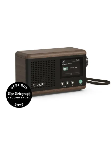 Pure Classic Mini Radio DAB+ Black | Portable Bluetooth 15h Battery
