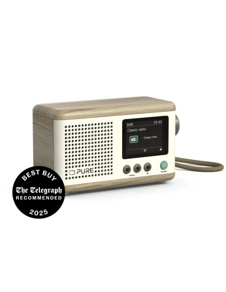 Pure Classic Mini Radio DAB+ White | Portable Bluetooth 15h Battery