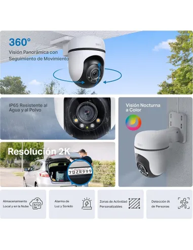 Tapo C51A Cámara Wi-Fi Exterior 360° | 2K Visión Nocturna y Detección