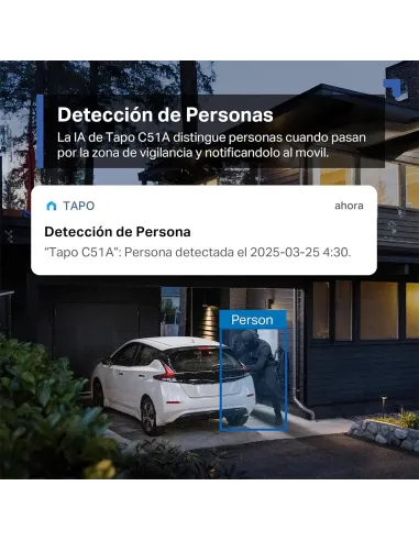 Tapo C51A Cámara Wi-Fi Exterior 360° | 2K Visión Nocturna y Detección