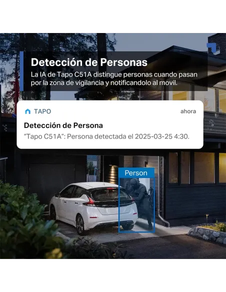 Tapo C51A Cámara Wi-Fi Exterior 360° | 2K Visión Nocturna y Detección