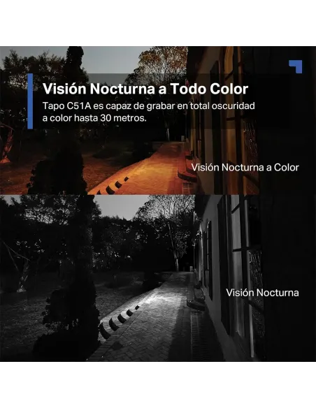 Tapo C51A Cámara Wi-Fi Exterior 360° | 2K Visión Nocturna y Detección