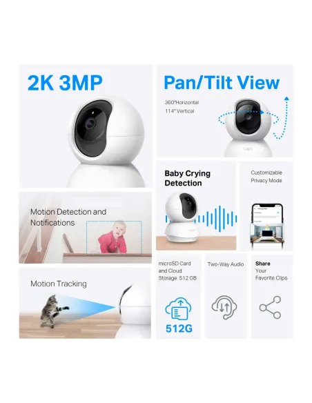Buy Tapo C210 2-Pack | 360° Wi-Fi Camera 2K 3MP & Baby Monitor