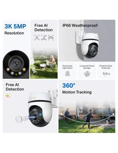 Tapo C530WS Cámara Wi-Fi Exterior 360° | 3K 5MP - TiendaCPU