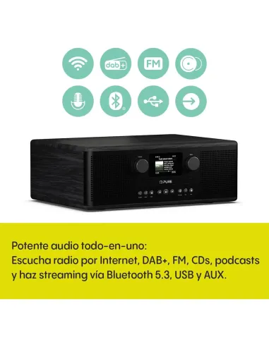 Pure Classic C-D6i Black | Stereo System with CD, WiFi & Internet Radi