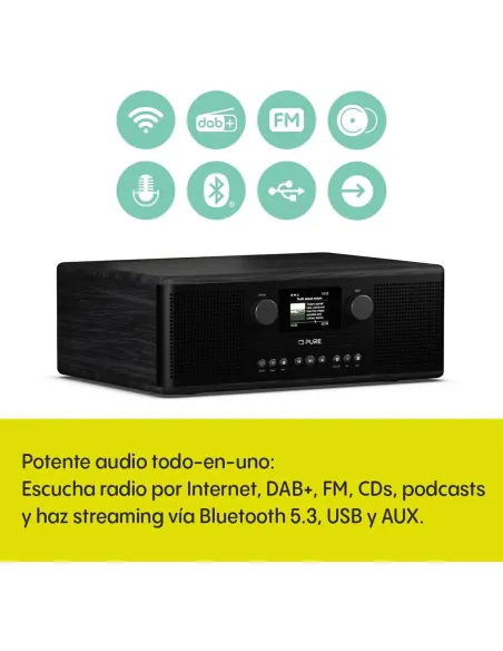 Pure Classic C-D6i Black | Stereo System with CD, WiFi & Internet Radi