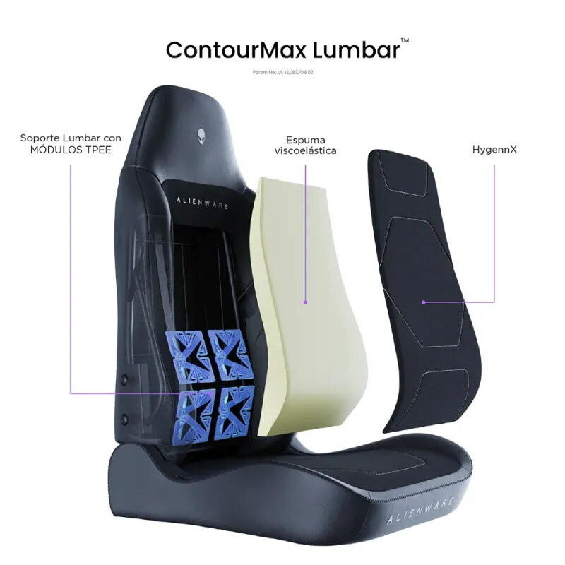 Silla gaming ergonómica Alienware S3800 HygennX con lumbar
