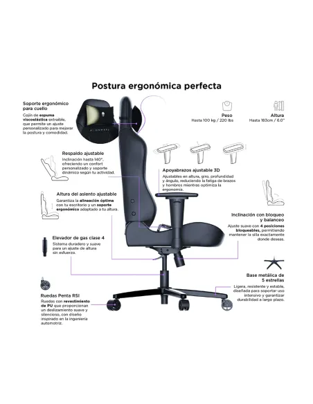 Alienware S3800 HygennX Ergonomic Gaming Chair with lumbar