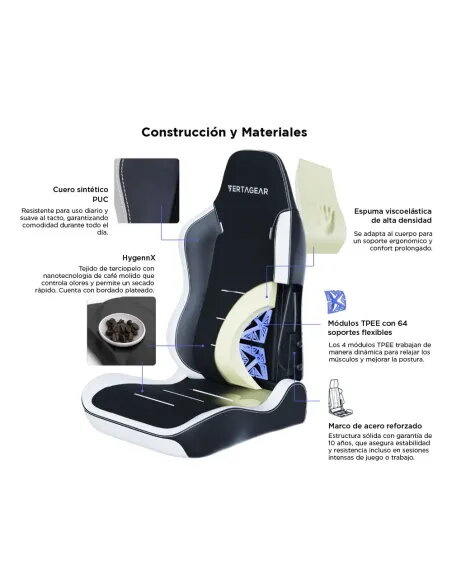 VERTAGEAR SL3800 HYGENNX BLACK/WHITE ERGONOMIC