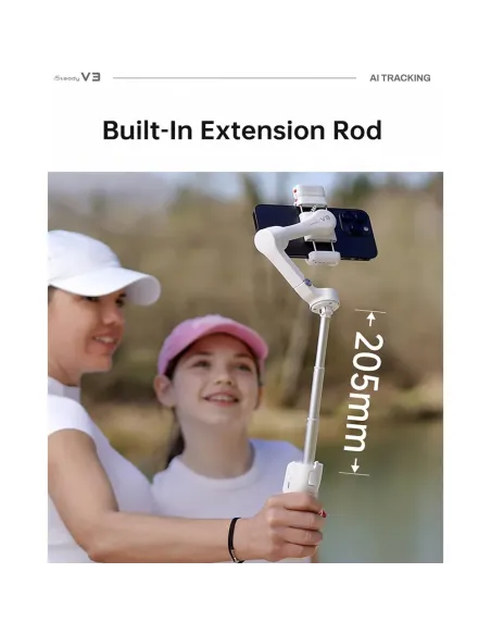 Hohem iSteady V3 Blanco | Gimbal Smartphone con IA y Luz - TiendaCPU