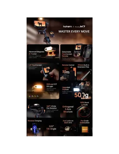 Hohem iSteady M7 Premium | Gimbal IA 500g con Pantalla Táctil