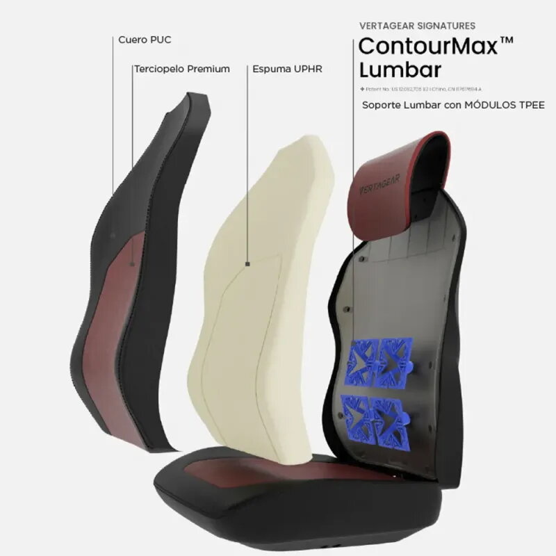 Vertagear SL1800 Black/Burgundy Red Ergonomic Features Edition - Silla gaming ergonómica