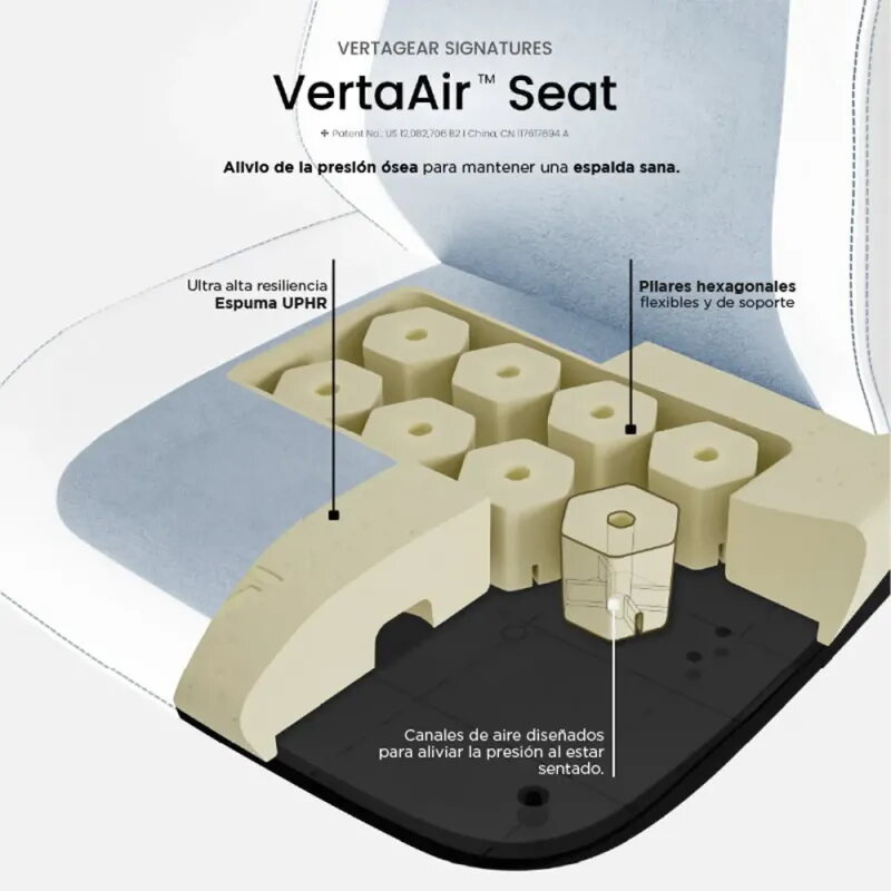Vertagear SL1800 White/Black/Baby Blue Ergonomic Features Edition - Silla gaming ergonómica