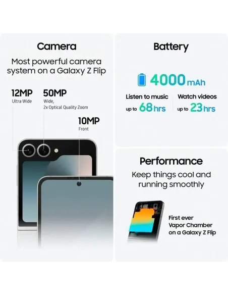 Samsung Galaxy Z Flip6 256GB Silver | Plegable con IA - TiendaCPU